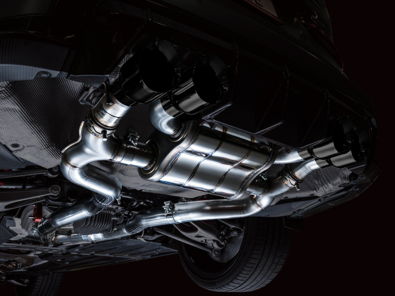 BMW M4 Performance Exhaust - AWE Tuning - SwitchPath Cat-Back, Valve-Controlled, Quad 4.5 in Double-Walled Slash-Cut Tips (Diamond Black), 180 Technology - Diamond Black - `21-`27